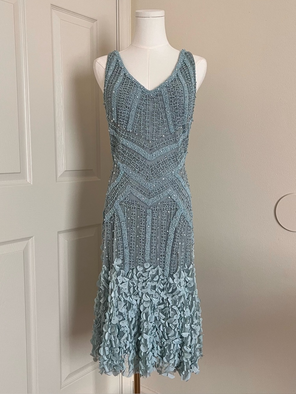 Luisa Spagnoli Light Blue Beaded Embellished Gown Womens Size M Designer Evening